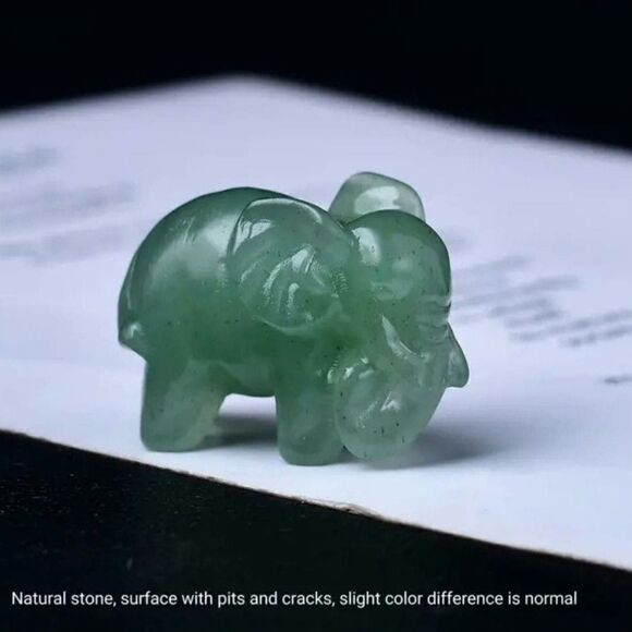 New! Natural Carved Green Adventurine Elephant Courage Stone - Picture 1 of 3